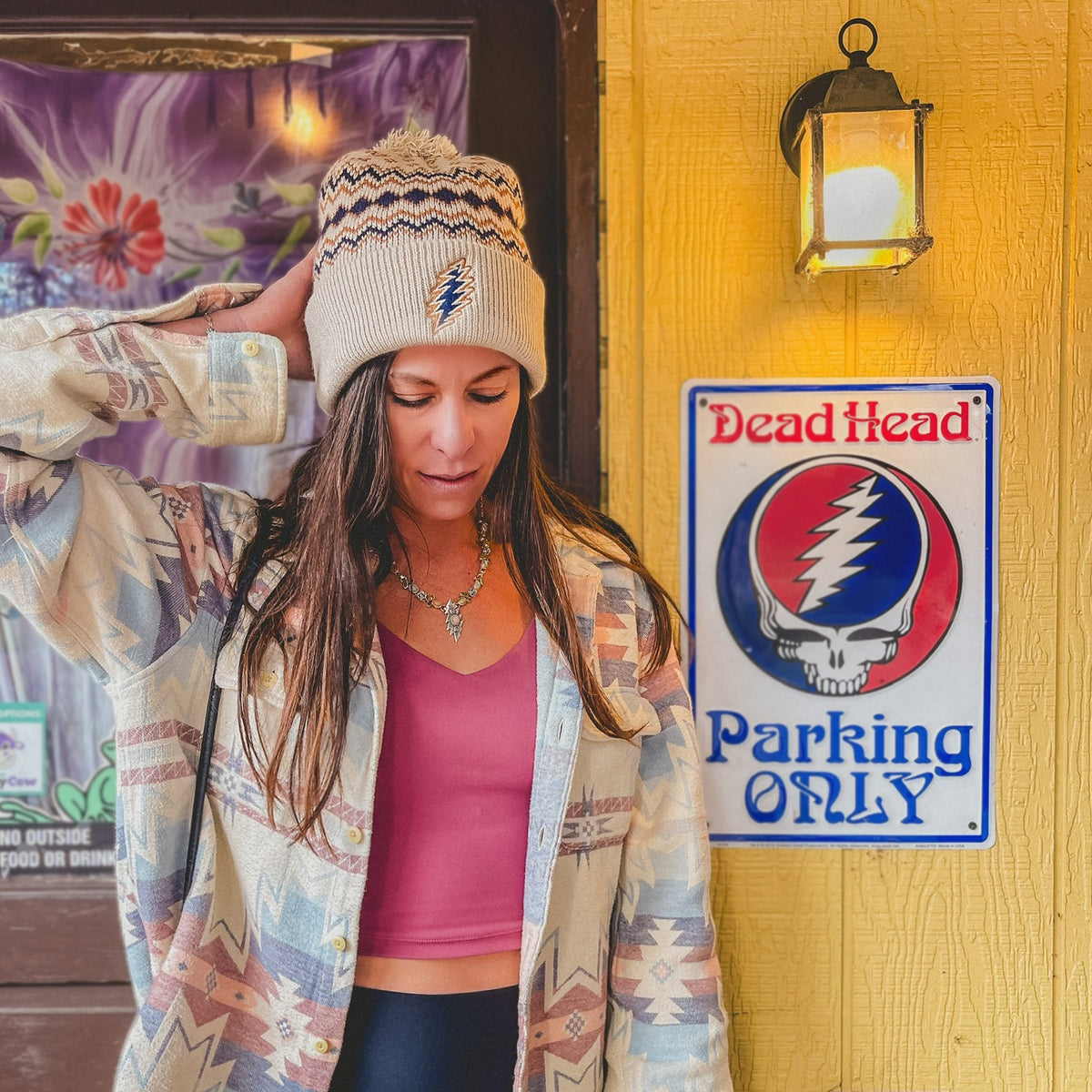 Grateful Dead Pom-Pom Lightning Bolt Beanie - Aspen