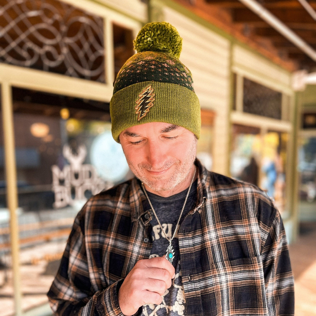 Grateful Dead Pom-Pom Lightning Bolt Beanie - In The Pines