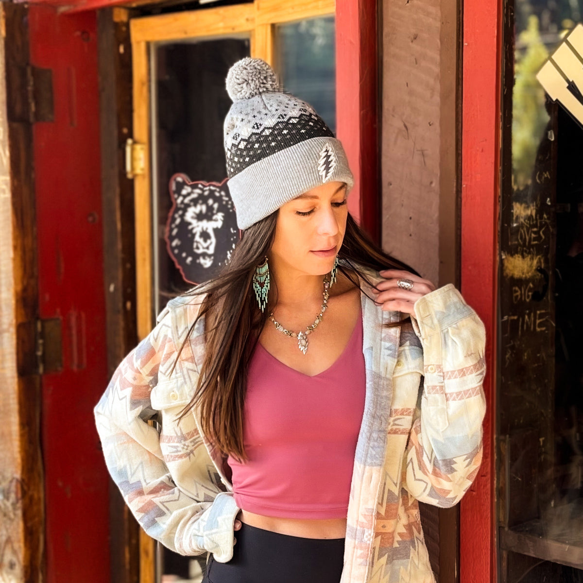 Grateful Dead Pom-Pom Lightning Bolt Beanie - Touch Of Grey