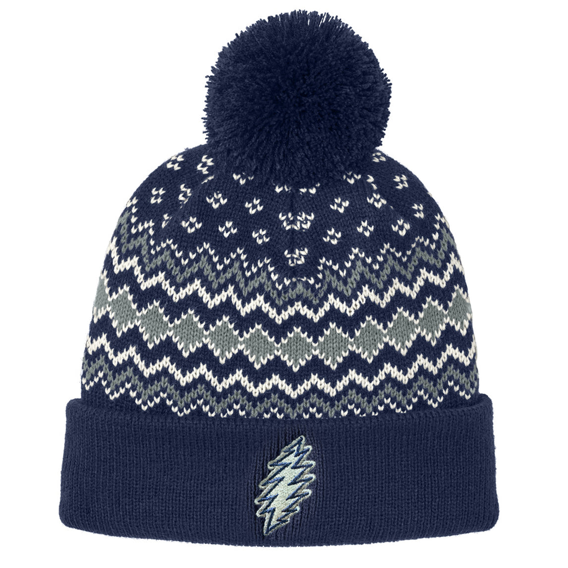 Pom-Pom Bolt Beanie - Deep Elem Blue