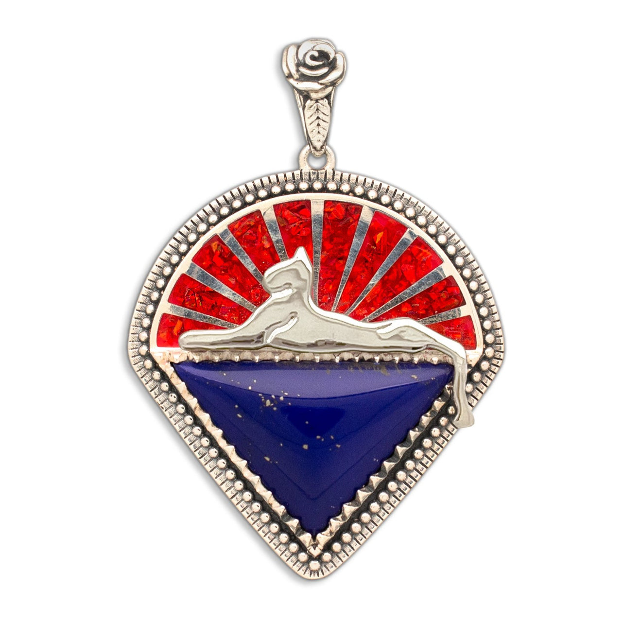 Cats Under the Stars Pendant | Lapis Lazuli / Red Opal