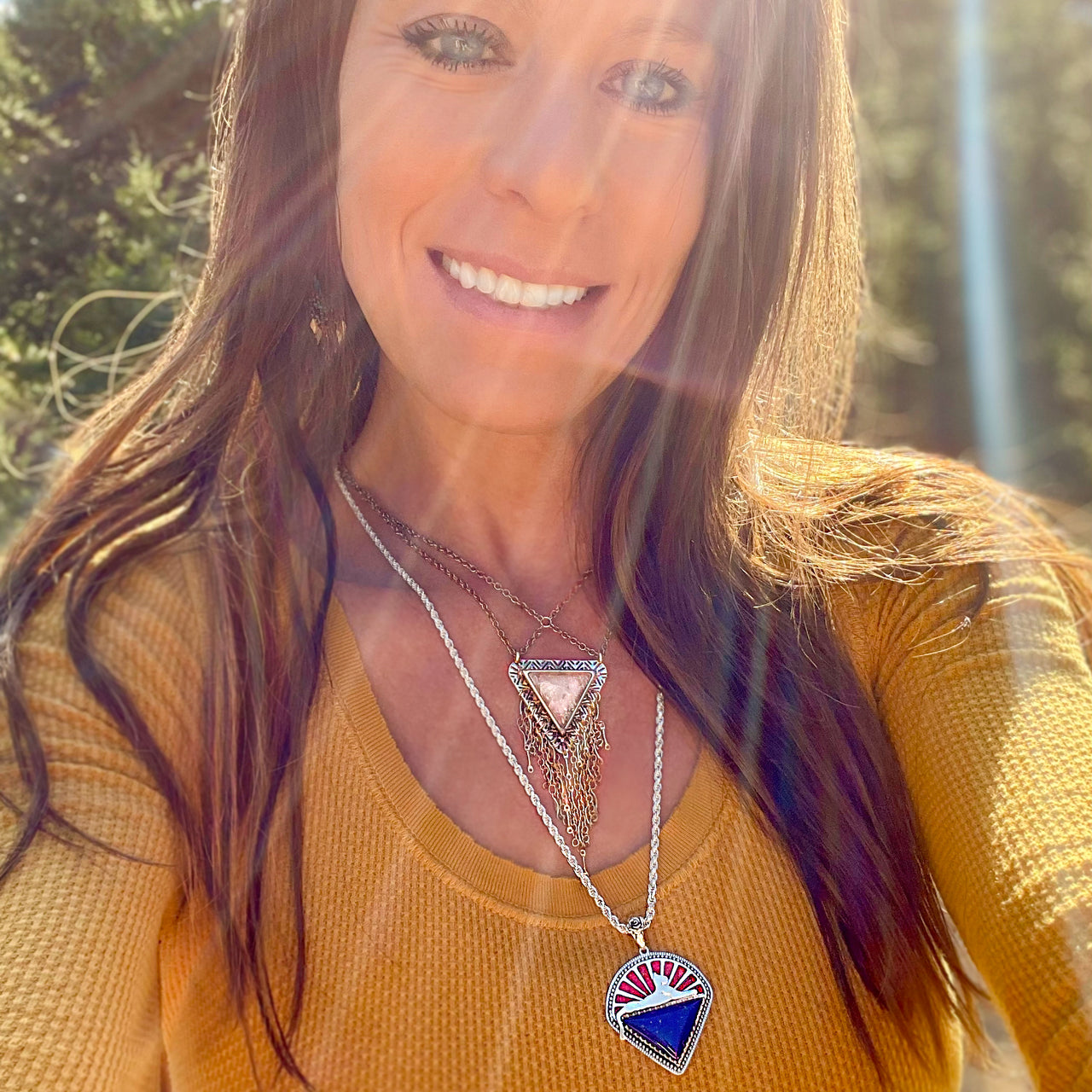 Cats Under the Stars Pendant | Lapis Lazuli / Red Opal