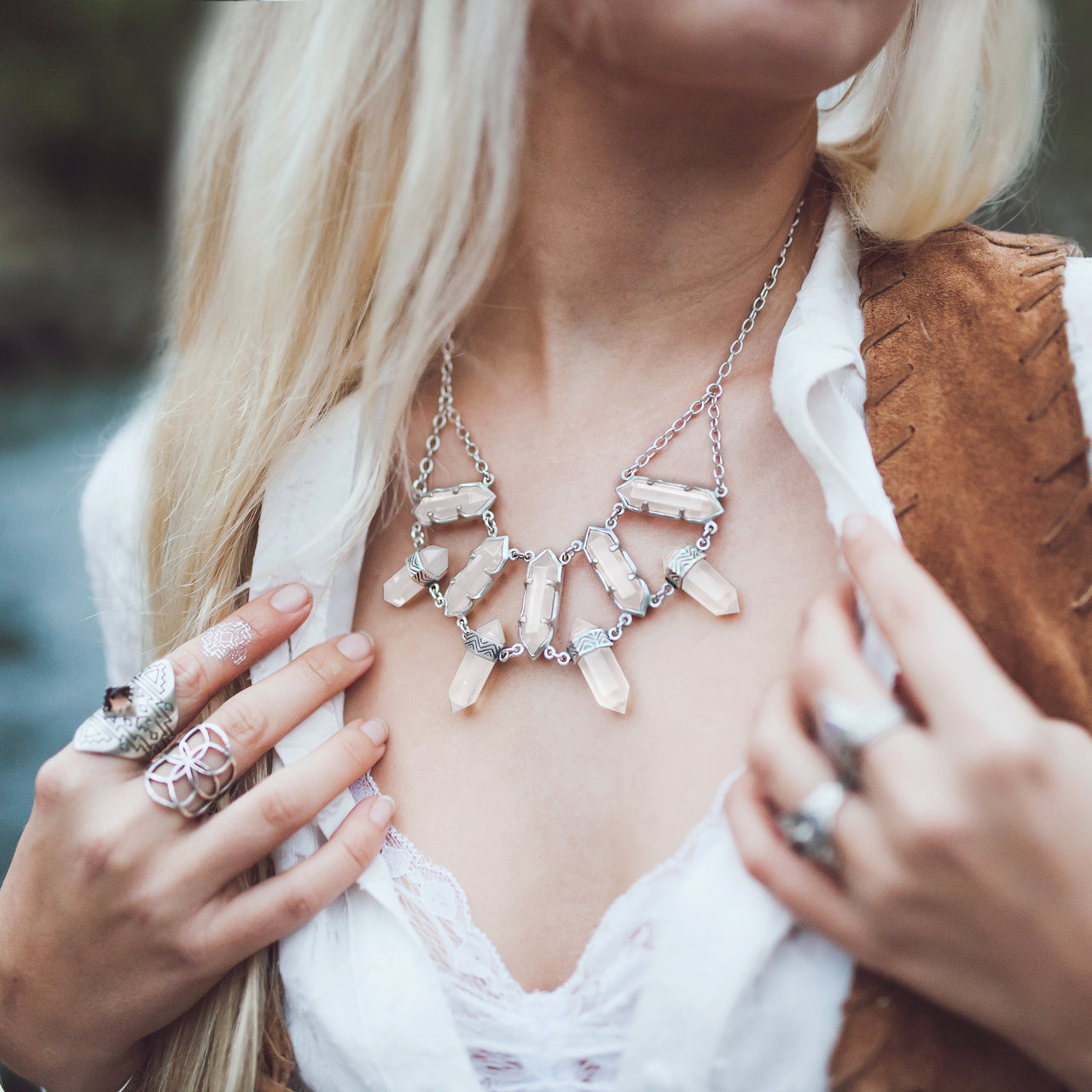 Northstar Crystal Necklace | Silver