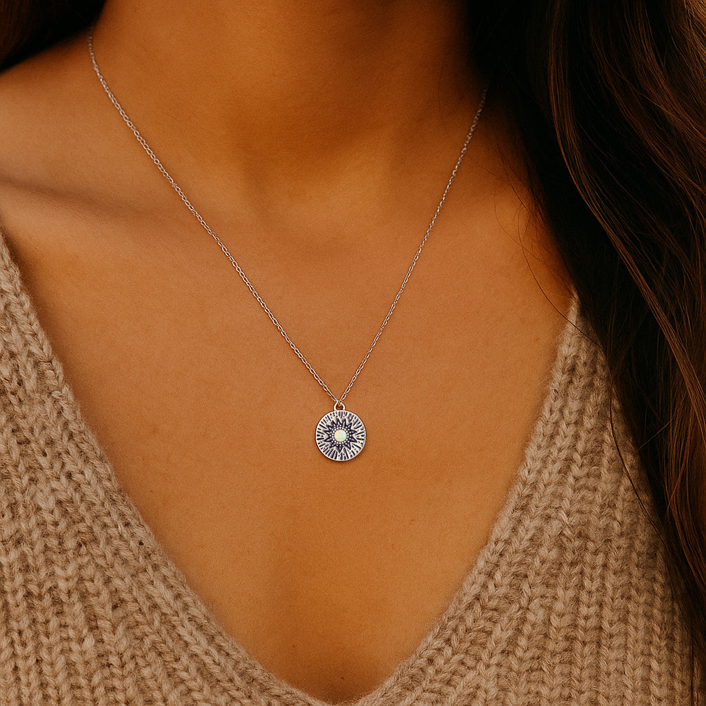 Circles Around the Sun Birthstone Necklace | Silver