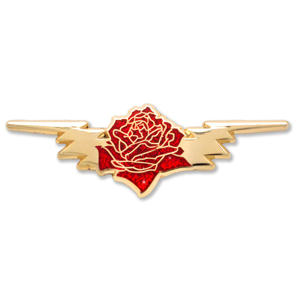 Rose/Bolt Wings Pin ~ Rosy Red