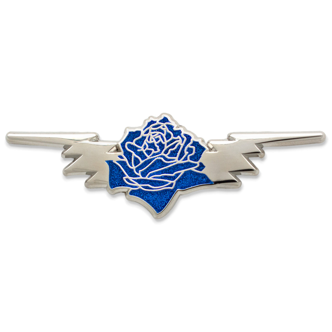 Rose/Bolt Wings Pin ~ Electric Blue