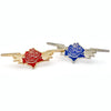 Rose/Bolt Wings Pin ~ Electric Blue