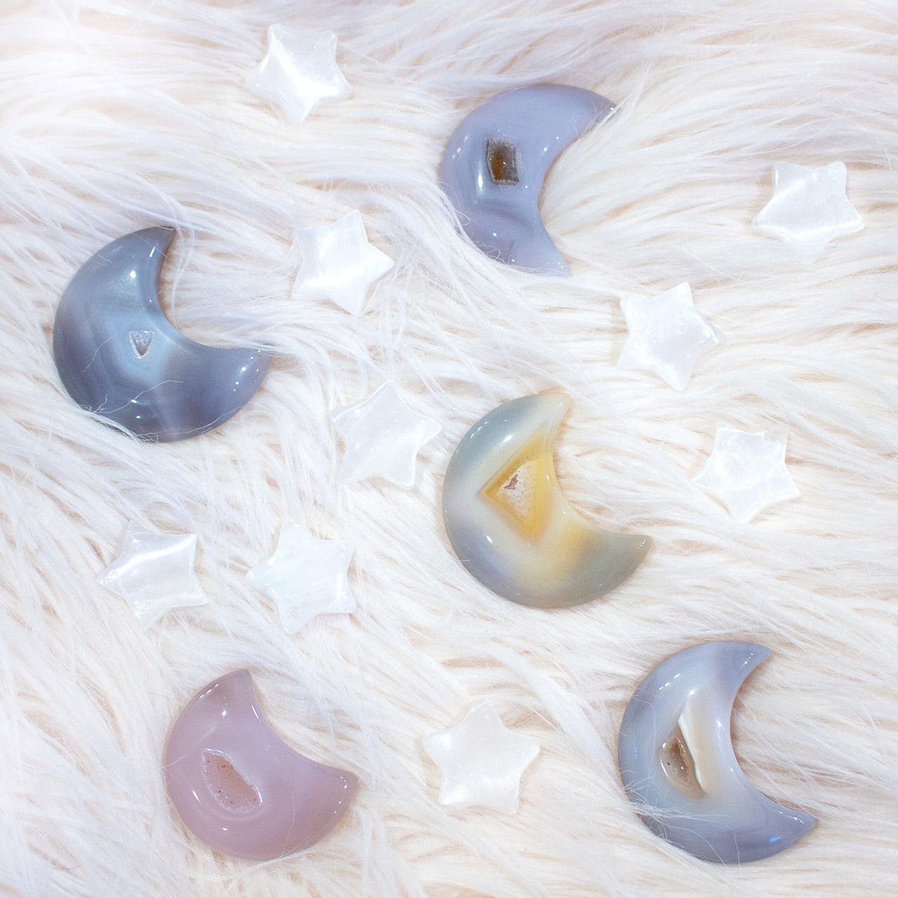 Agate Drusy Crystal Moons