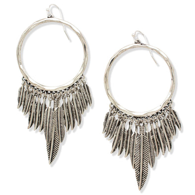 Birds Of A Feather Hoop Earrings | Silver