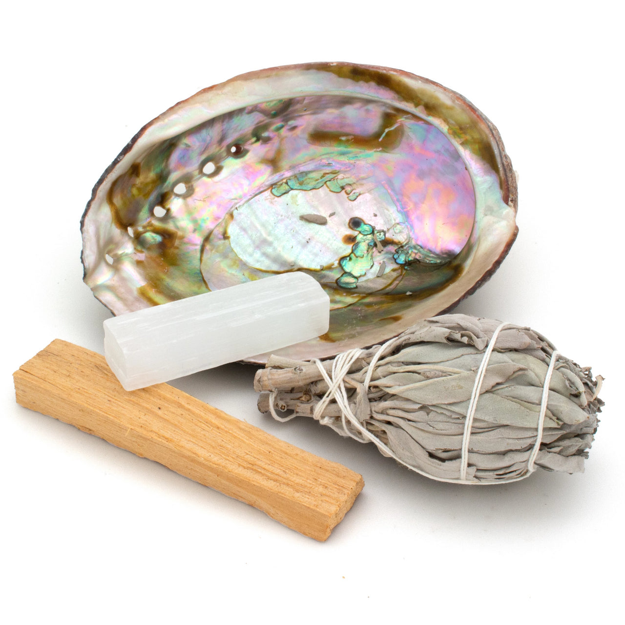 Bliss Kit: Sage, Palo Santo, Selenite Crystal & Abalone Shell