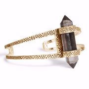 Chevron Crystal Cuff | Gold / Smokey Quartz | TRIBE Jewelry