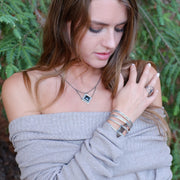 Chevron Crystal Cuff | Silver / Smokey Quartz | TRIBE Jewelry