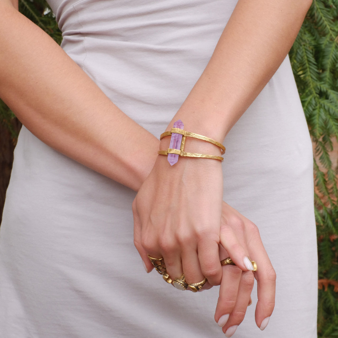 Forest Crystal Cuff | Gold / Amethyst | TRIBE Jewelry
