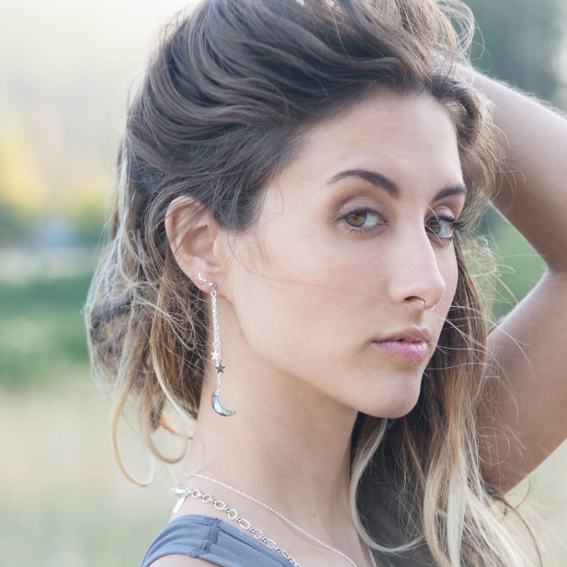 Moon & Star Stud Earrings | Silver | TRIBE Jewelry by Sarah Lewis