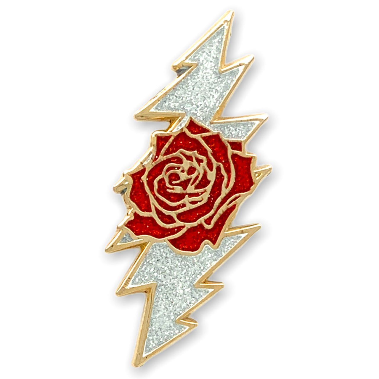 Rose & Bolt Logo Pin | Gold / Sparkle