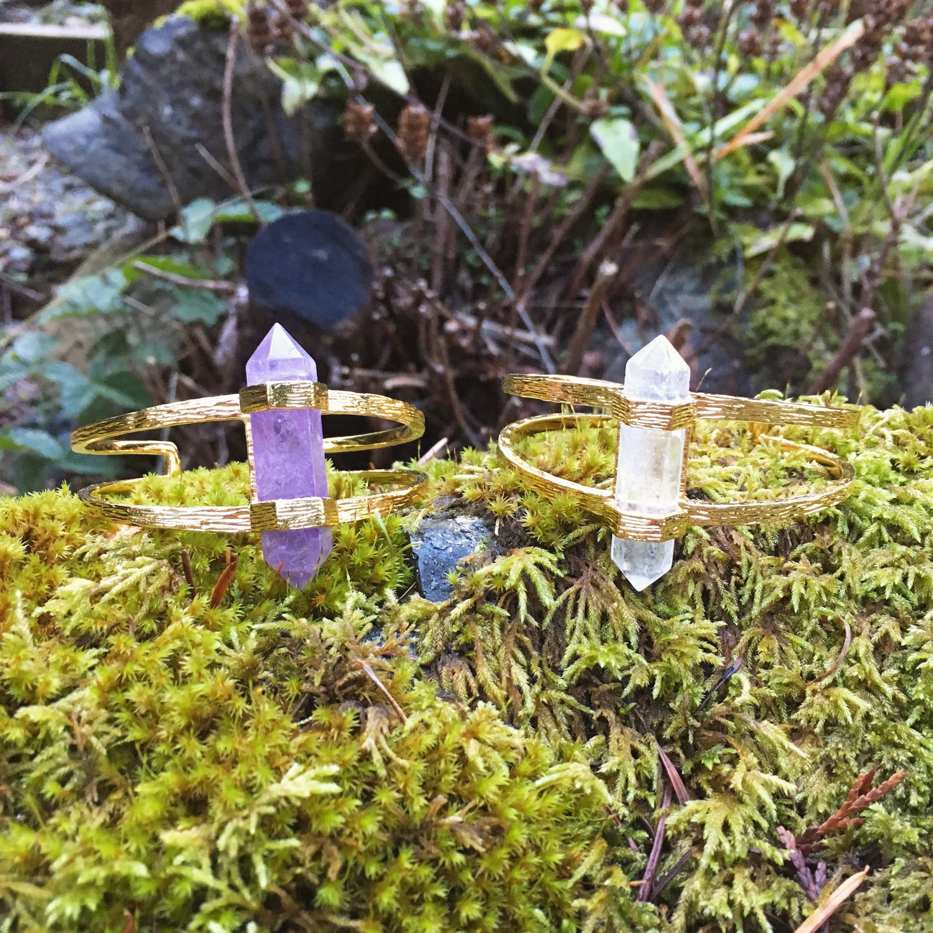 Forest Crystal Cuff | Gold / Amethyst | TRIBE Jewelry