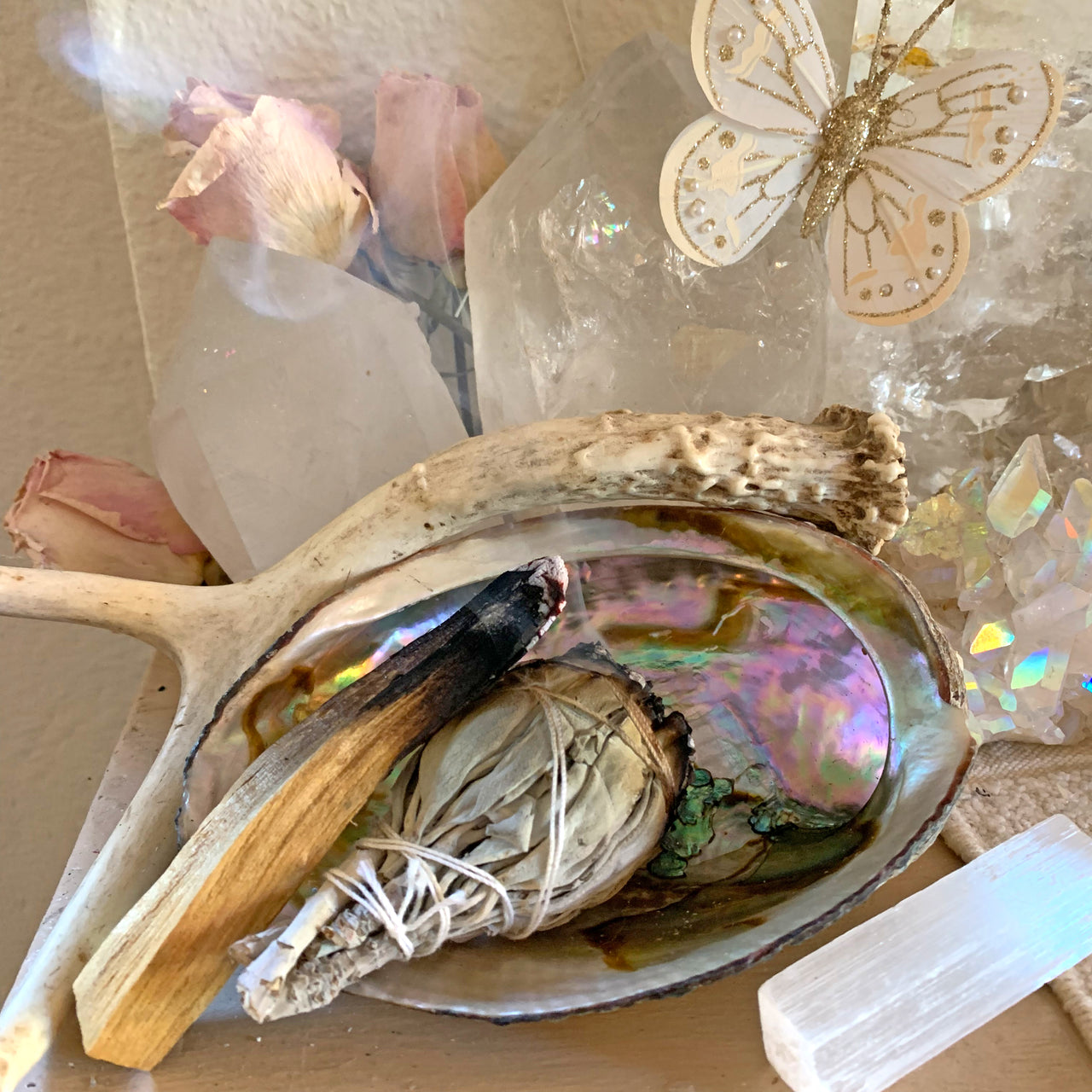 Bliss Kit: Sage, Palo Santo, Selenite Crystal & Abalone Shell