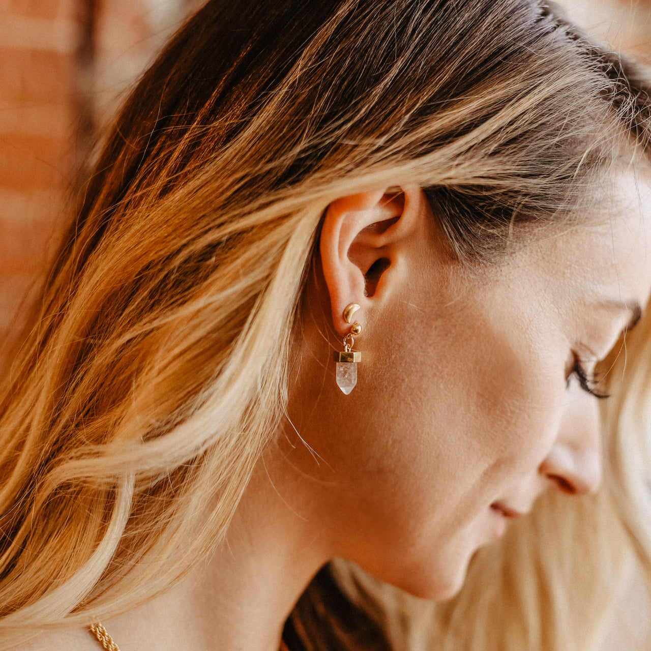 Moon & Star Stud Earrings | Gold