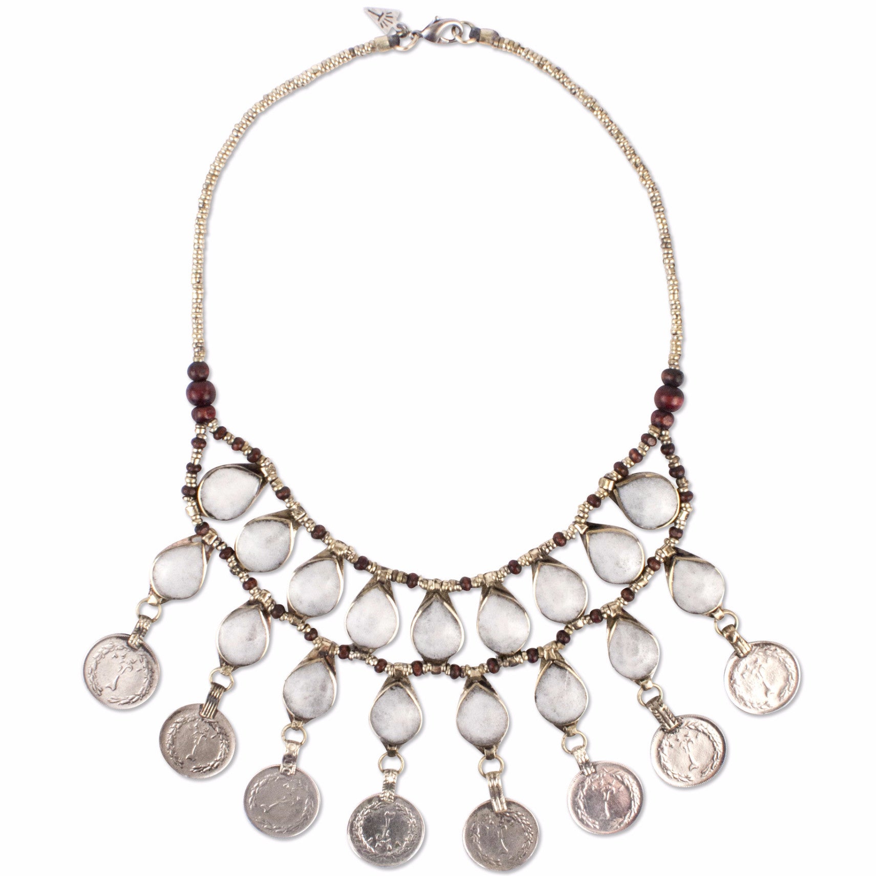 Kuchi Coined Bib Necklace | White Jade | TRIBE Jewelry | Gathered Collection