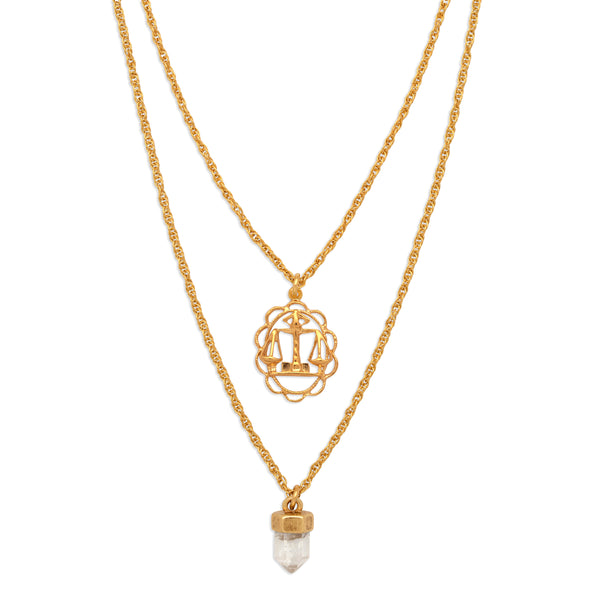 ZODIAC CRYSTAL CHARM NECKLACE | LIBRA