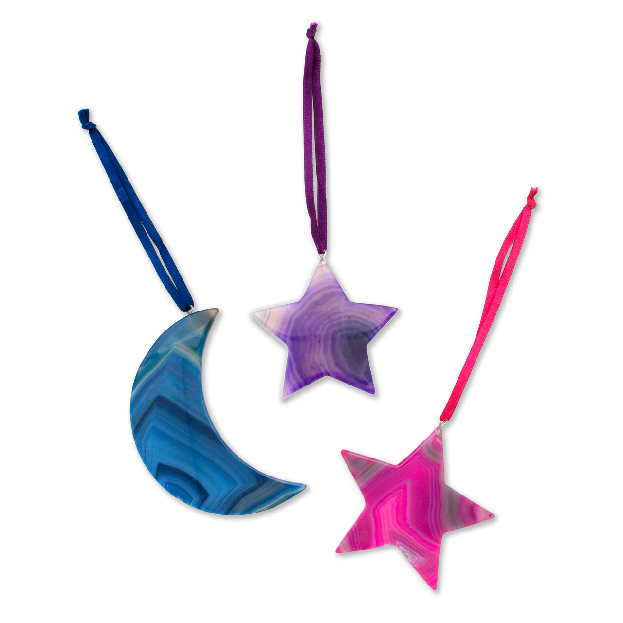 Moon & Stars Agate Holiday Ornaments