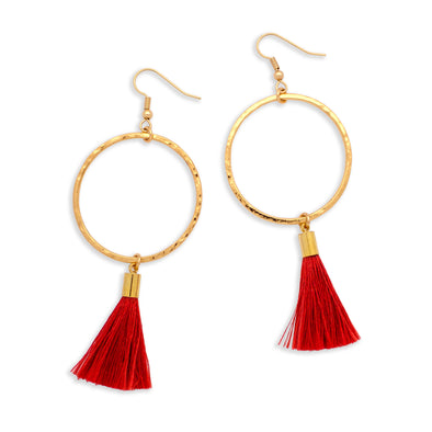 Pop Tassel Earring | Gold / Cherry | Tribe Jewelry by Sarah Lewis