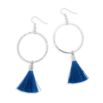 Pop Tassel Earring | Silver / Cobalt Blue | Tribe Jewelry by Sarah Lewis