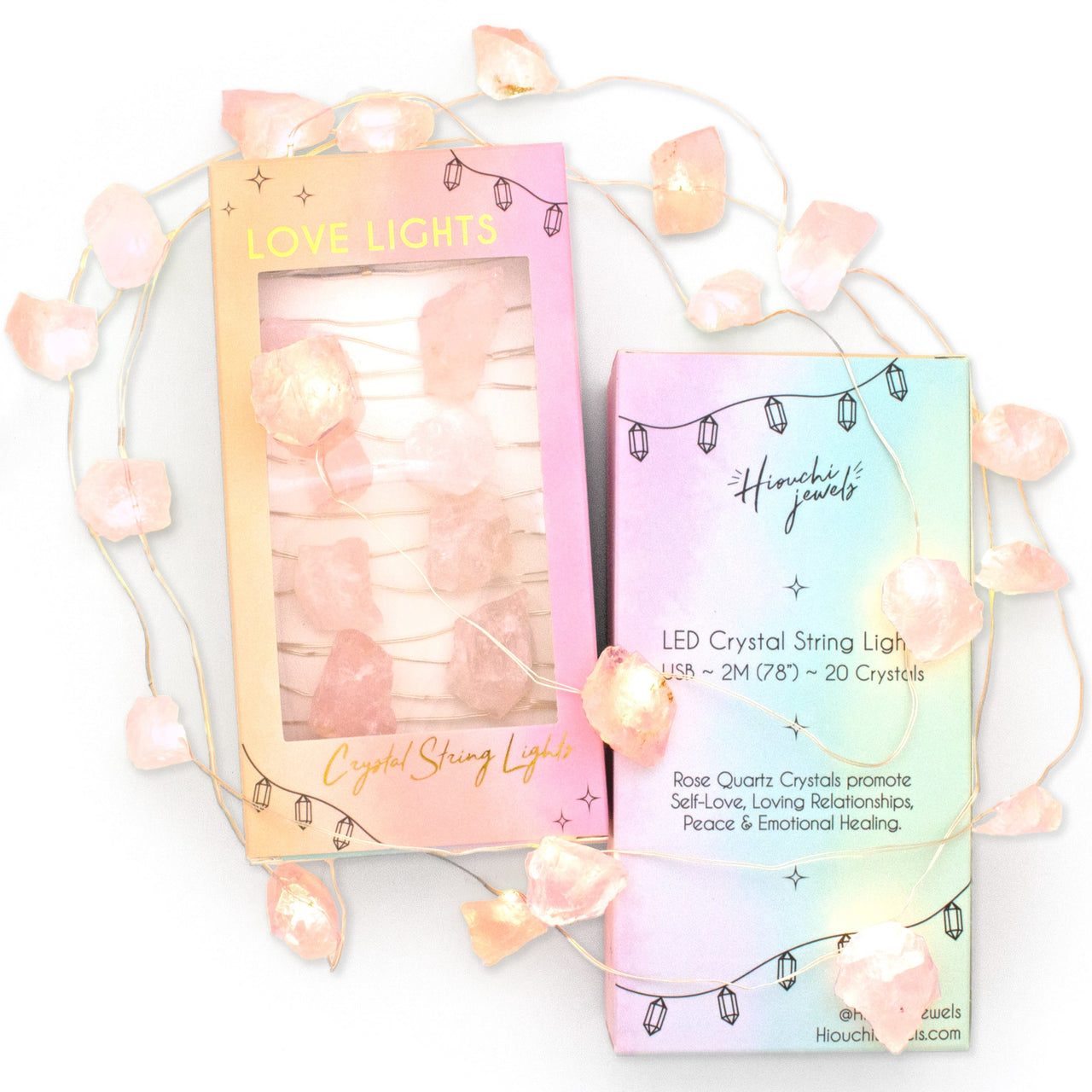 Love Lights ~ Crystal String Lights ~ Rose Quartz
