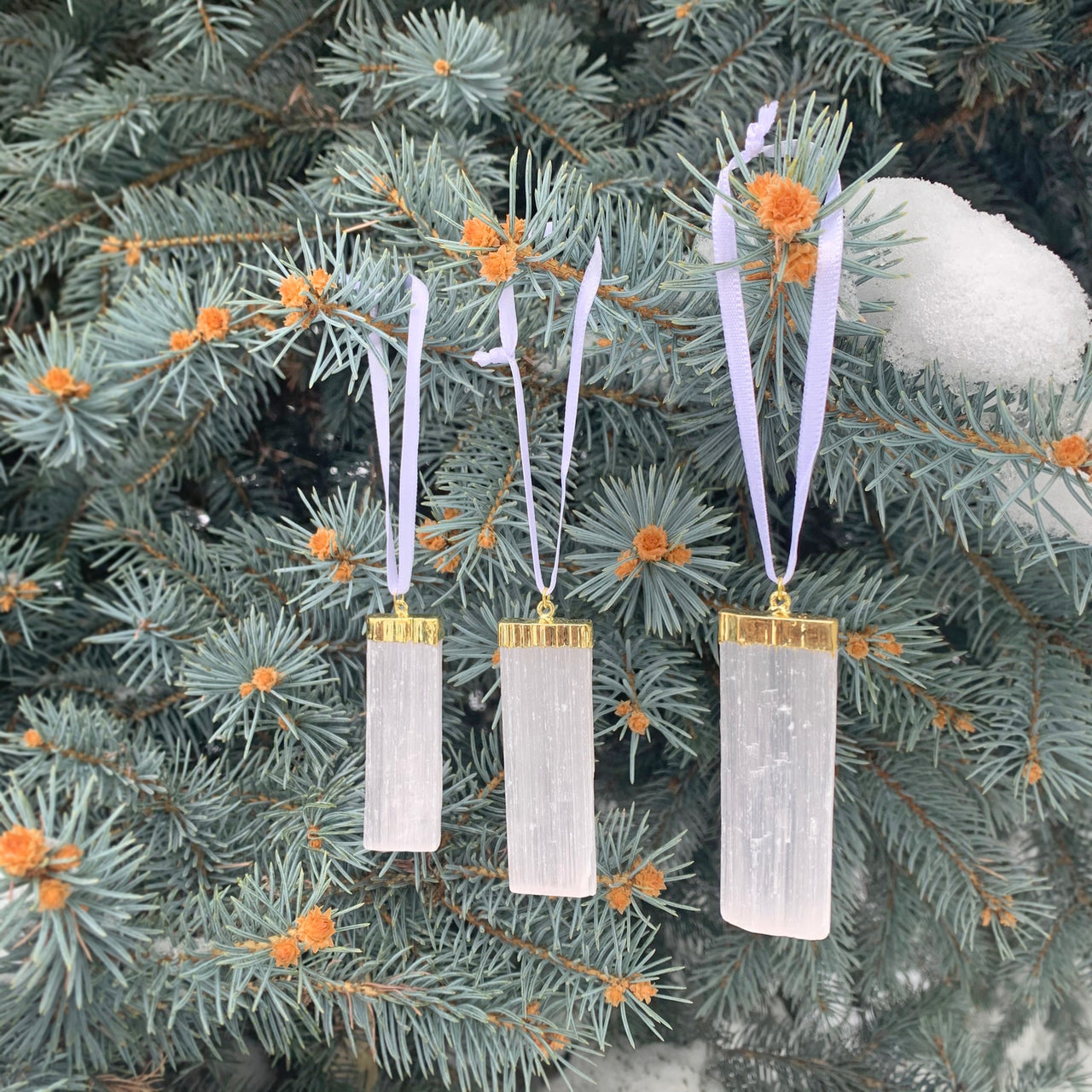 Crystal Holiday Ornament Set | Selenite