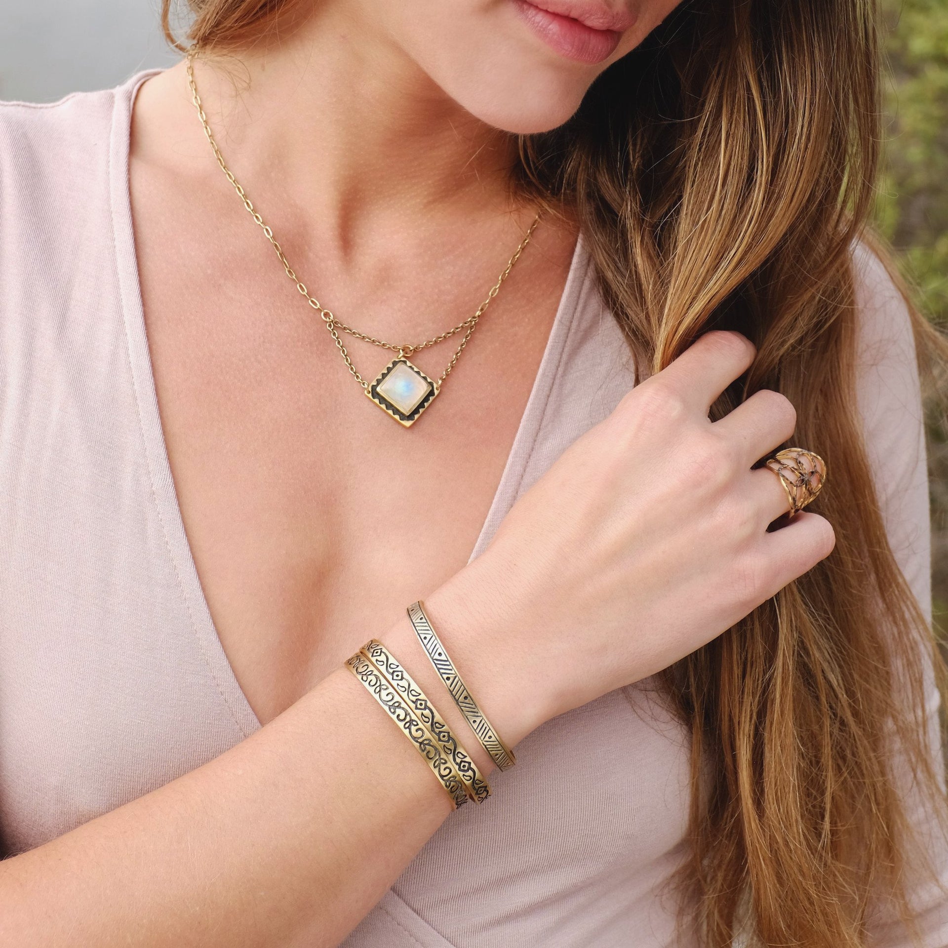 Stacking Cuff | Gold / Ivy | TRIBE Jewelry