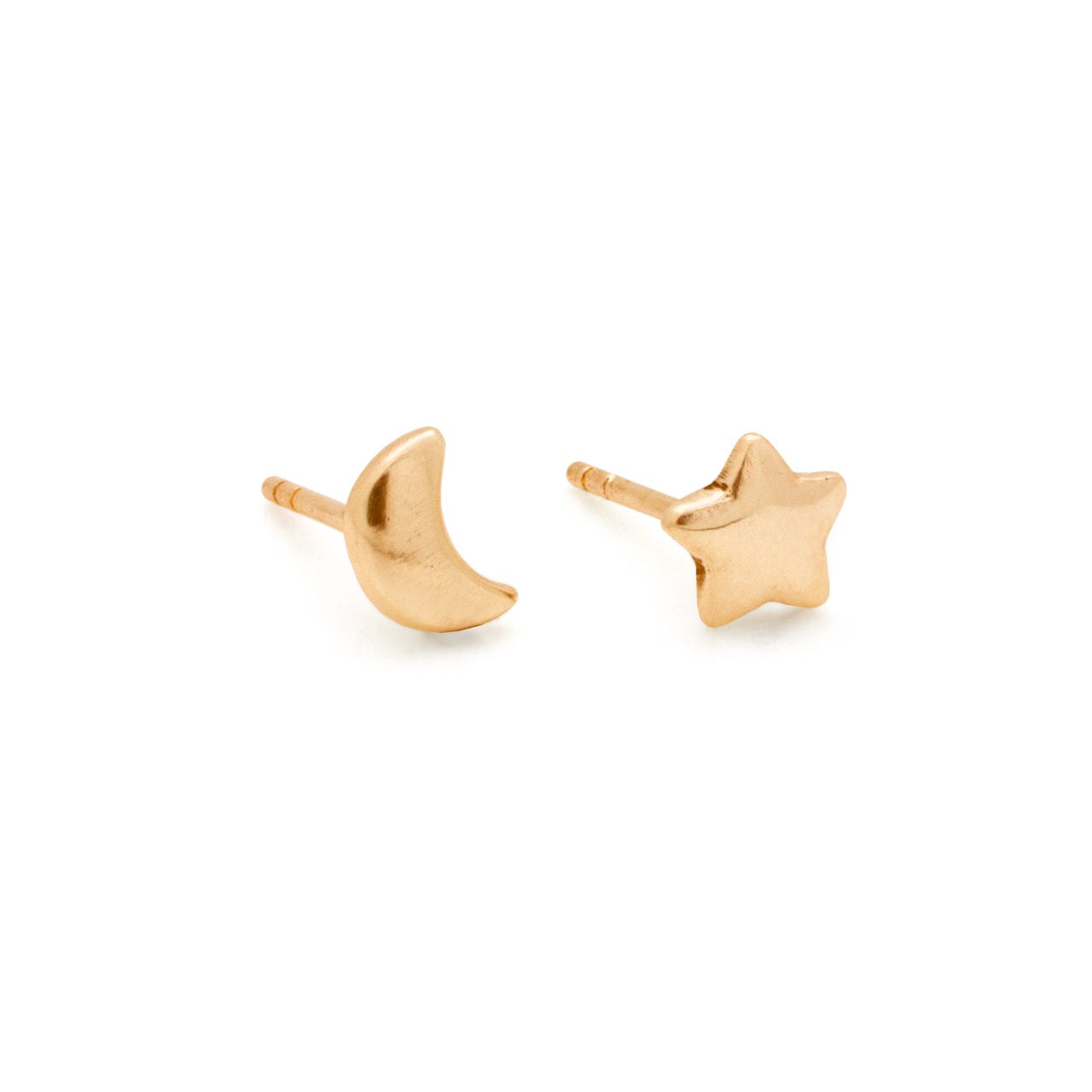 Moon & Star Stud Earrings | Gold