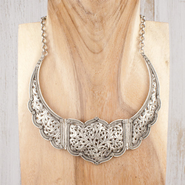 paisley silver collar necklace tibet adorn boutique
