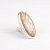 A Crazy lace agate cabochon set in sterling silver handmade by designer Sarah Lewis