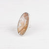 A Crazy lace agate cabochon set in sterling silver handmade by designer Sarah Lewis