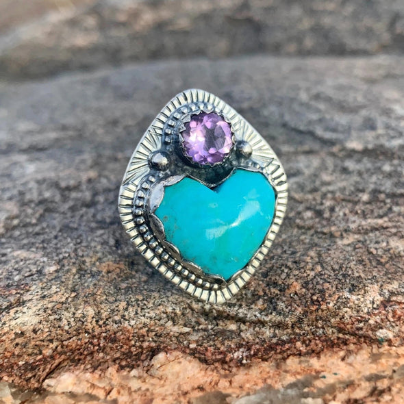 FOLLOW YOUR HEART RING | TURQ / AMETHYST