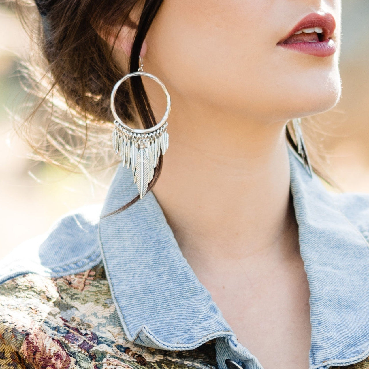 Birds Of A Feather Hoop Earrings | Silver